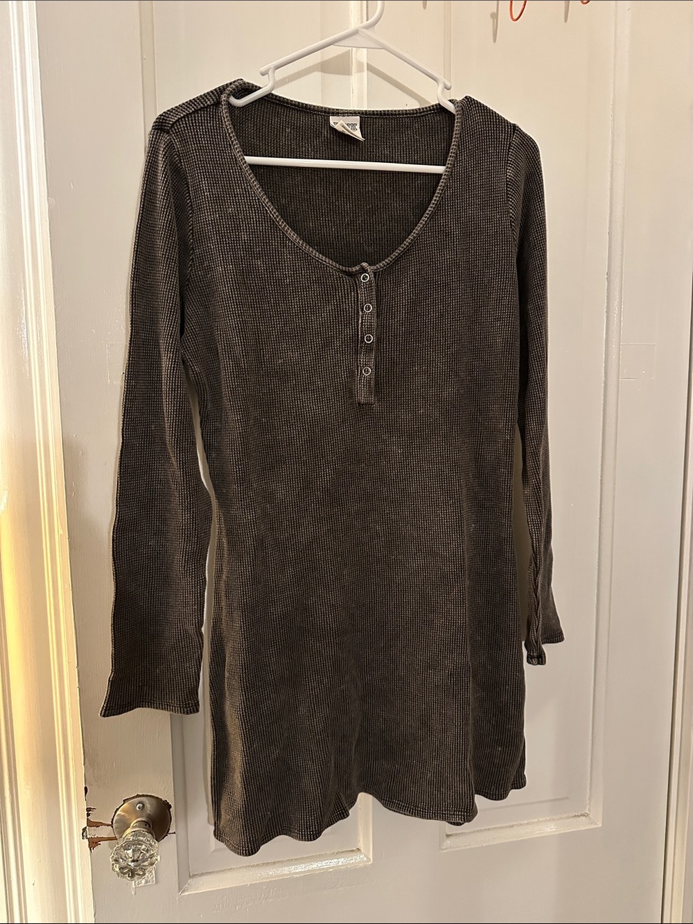 Long Sleeve Waffle Knit Tunic - Charcoal Victoria’s Secret PINK